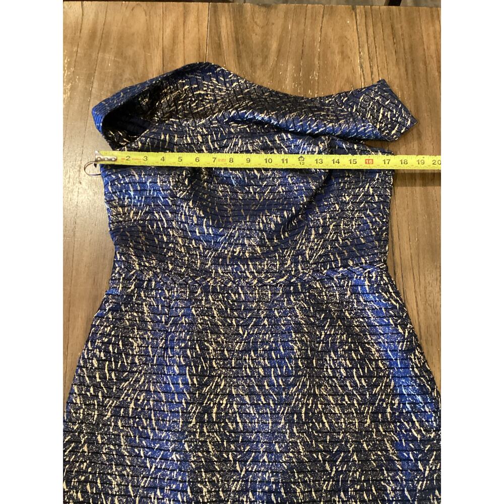 Teri Jon by Rickie Freeman Jaquard Stripe Off the Shoulder Sheath midi Dress 10 - Picture 4 of 9